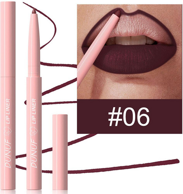 립 테이퍼드 닙 라이너 펜슬 매트 레드 브라운 플럼핑 스테인 지속력 워터프루프 파인 립스틱 슬림 아웃라인 컨투어 메이크업, [08] F