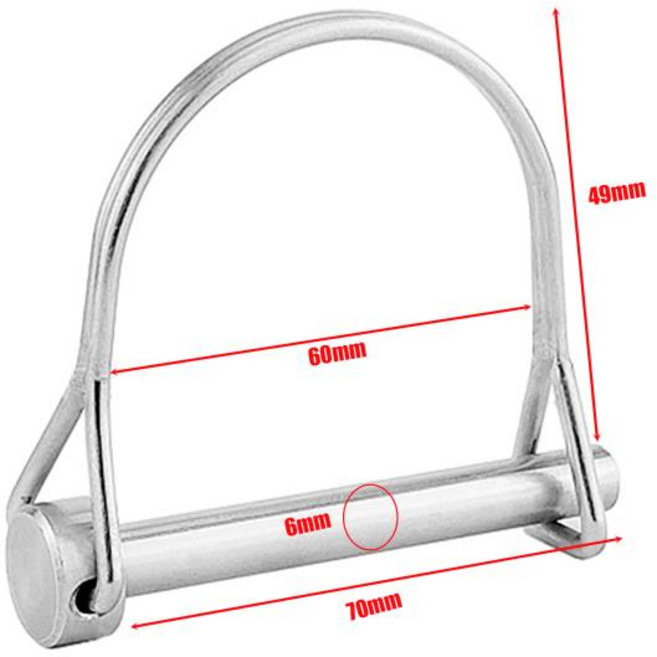 트레일러 커플러 안전 히치 핀 잠금 장치 D 모양 범용 헤비 듀티 견인 후크 1/4 인치 6mm 직경 x 2 인치 50
