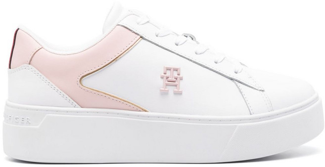 타미힐피거 코트 가죽 플랫폼 스니커즈 45mm