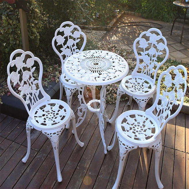 야외 주물테이블+의자세트/장미문양 4인세트 베란다, 튤립 60 원형 테이블 (4개의자 ), 1개