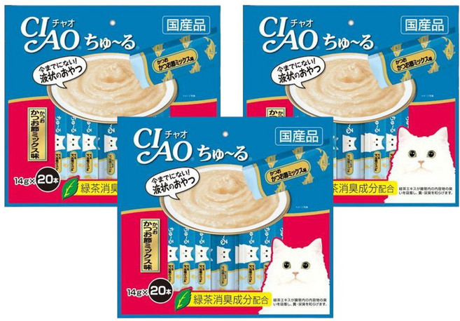 이나바 챠오츄르 (SC-130) 가다랑어&가다랑어포 20PX3개, 280g, 3개