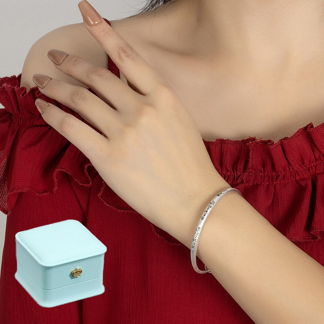 르떼르넬 JSWB091 Silver 옴마니반메훔 육자진언 각인 불교 절 여자 실버 뱅글 팔찌 은팔찌