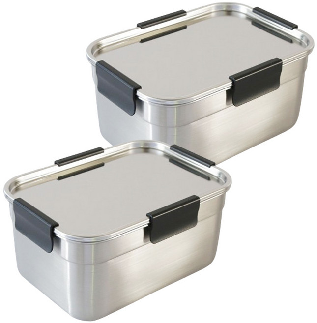 아베라 1+1 포스코304 올 스텐 밀폐용기 국산 사각 스테인레스 반찬통, 1개, [1+1] 9호(3600ml)