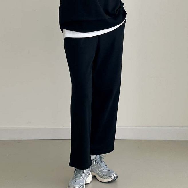 폴앤폴 3단기장 수선이 필요없는 길이 숏 기본 롱 와이드 일자 밴딩 트레이닝 팬츠