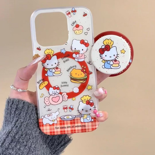 귀여운 케익 쿠킹 키티 삼성 갤럭시 울트라 케이스 맥세이프 +그립톡 자석 업그레이드