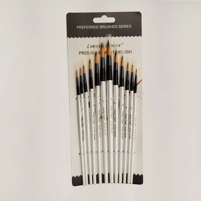 수채화 아크릴 구아슈 오일 및 템페라 페인팅을 위한 Lonely Finger 아티스트 브러시 12/48 세트, 02 12pcs white Round