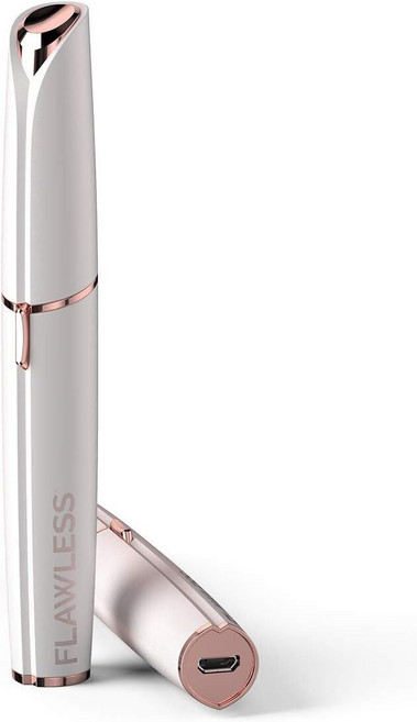 Finishing Touch Flawless Brows Eyebrow Razor Electric Facial Hair Remover Pain Free and Rechargeable, 흰색 (충전식)