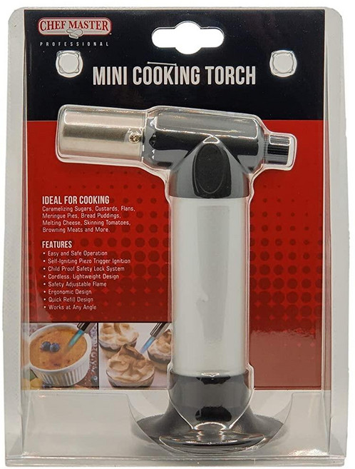 Chef Master 미니 쿠킹 토치 요리용 푸드 토치 라이터 자체 점화 Peizo 트리거가 있는 부탄 주방 디저트 스테이크 크림 브륄레 BBQ 레스토랑용 조절 가능한, (100% 미국 정식 수입) Chef Master 미니