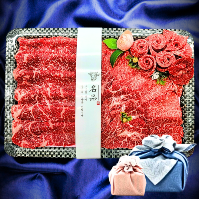 투뿔한우 선물세트 특수부위 모듬구이 추석 설명절 이바지(한우1++ BMS7이상), 한우세트 1000g / 보자기포장, 1세트