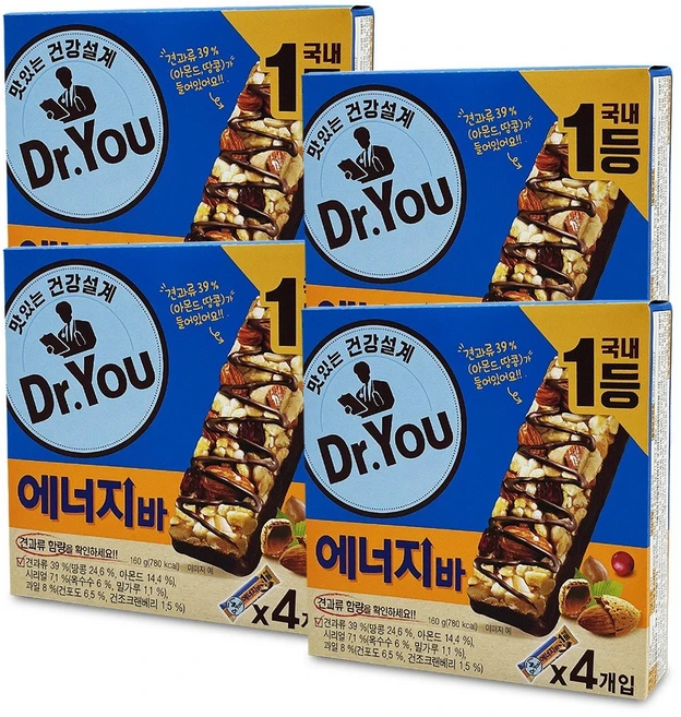 오리온 닥터유 에너지바 160g (4입), 4개 - 쿠팡