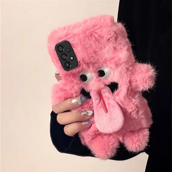 갤럭시 a 56 55 42 36 35 26 25 17 16 12 특이한 메롱 혀 커플 몬스터 인형 겨울 털 퍼 재미있는 실리콘 케이스