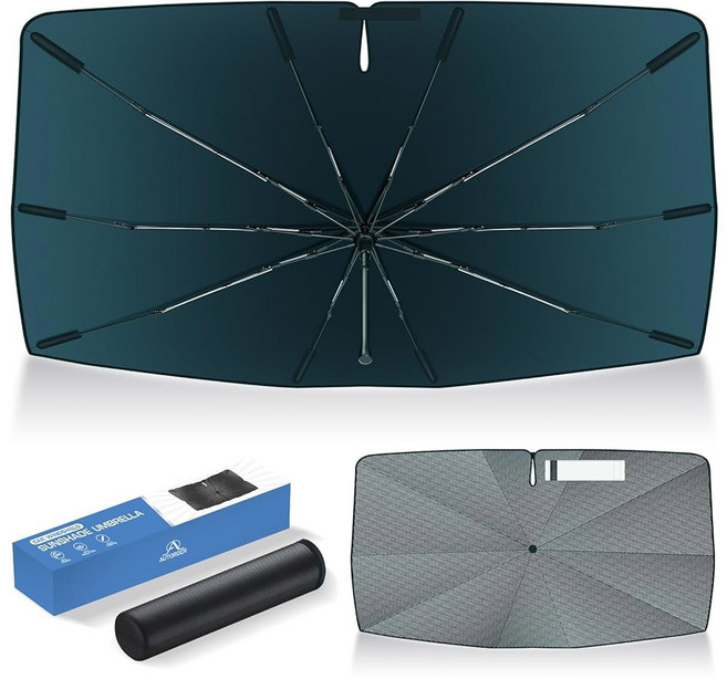 2014 2018 쉐보레 실버라도 GMC 시에라 액세서리용 윈드실드 선쉐이드 자동 주문 업그레이드된 얼음 크리스탈 소재 자동차 차량 윈드실드용 이지 셋업 우산 자외선 차단