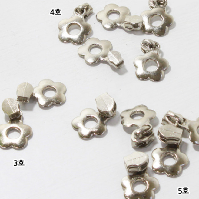 자투리 지퍼머리3호 플라워10개set 택1, 지퍼머리3호 플라워10개set 실버