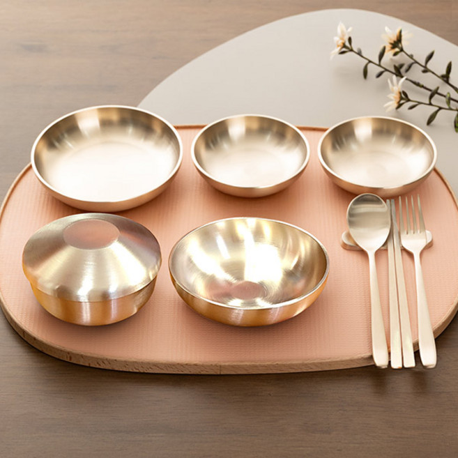 놋결 방짜유기 놋그릇 1인 어린이 반상기 세트, 일반보자기, 유기, 1세트, 공기+뚜껑+대접+찬기3p+수저+포크+젓가락+받침