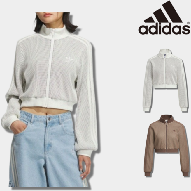 매장정품 아디다스 여성 니트 트랙탑 여자 집업 크롭 자켓 캐쥬얼 스포츠웨어 점퍼 아우터