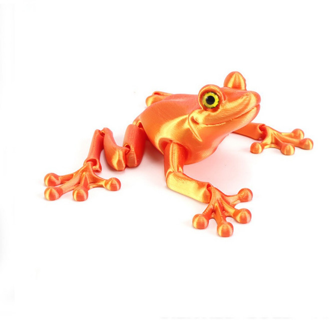 귀여운 PLA 3D 인쇄 개구리 모델 다중 관절 솔리드 컬러 미니 개구리 인형 움직일 수있는 개구리 액션 그림, 06 Orange