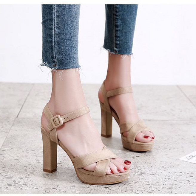 꽃소담 여성용 패션 스트랩 가보시 니퍼 힐 샌들 8cm Y244