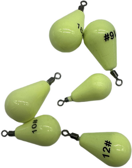 쭈꾸미 물방울 야광봉돌 1봉 세트 초강력 야광 회전도래 갑오징어 문어 한치, 1개, 6개입