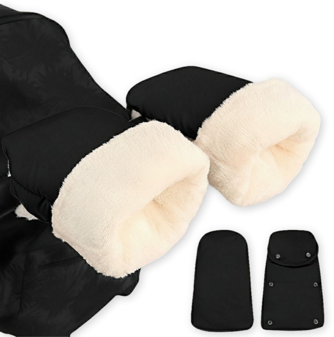 바디스윗 프리미엄 보온 방한 유모차 핸들 장갑, 1세트, 블랙