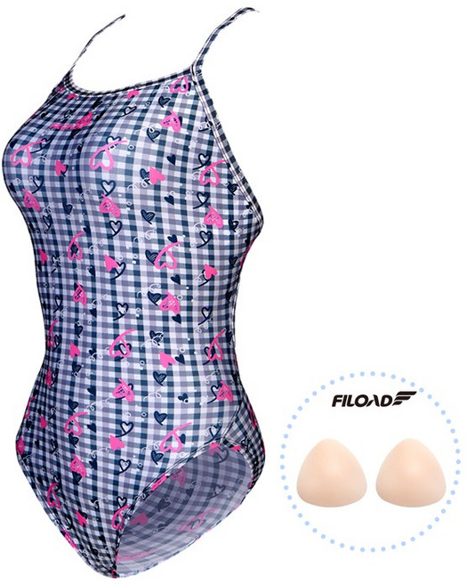 FILOAD 여성 X백 미들컷 실내수영복 싸인 FLCA-2047 브라캡 비치백