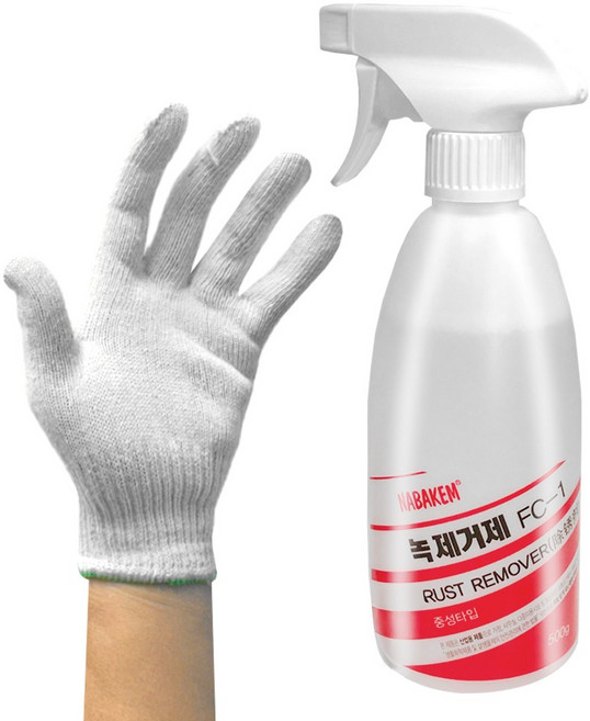 나바켐 FC-1 녹제거제 + 면장갑 40g 스텐 녹물 제거제 스텐녹제거 철근 제거, 1세트, 550ml