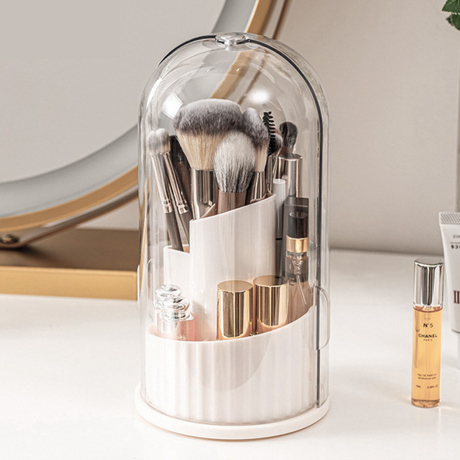 HAM 멀티 360도 회전형 메이크업 브러쉬 정리함 화장품 정리함, 화이트