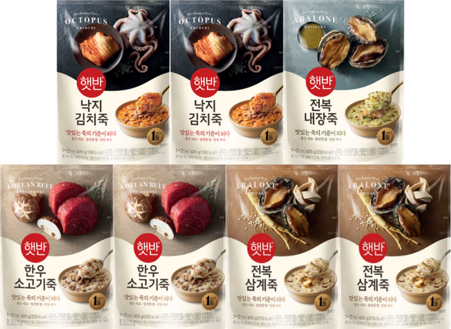 비비고 프리미엄 파우치 죽 7종 세트, 3세트, 7개, 420g