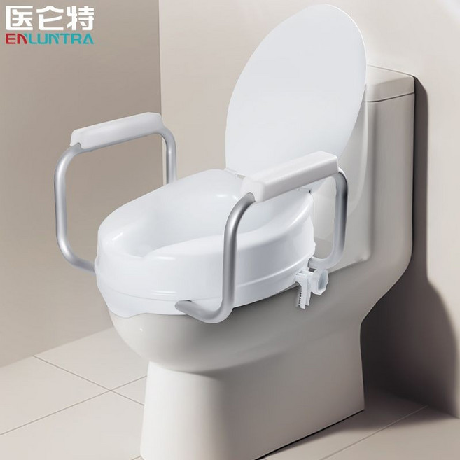 ENLUNTRA 馬桶增高器 家用馬桶墊 老人孕婦殘疾人助力起身扶手 可調式馬桶加高器, 1個