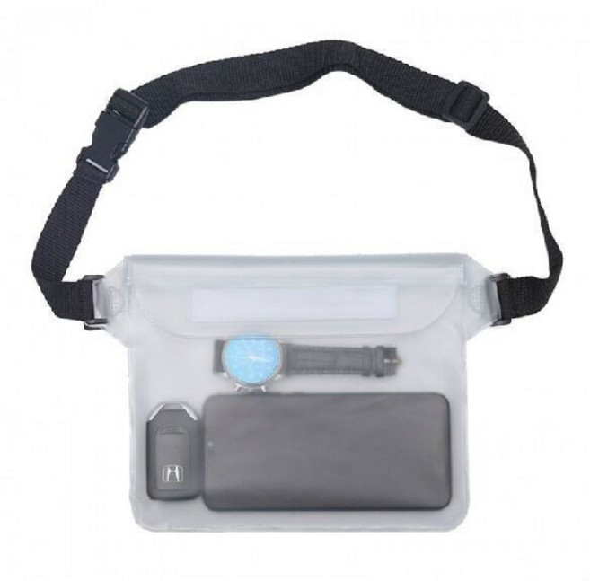大容量防水手機袋 潛水漂流戲水腰掛兩用收納袋, 1個, 白色