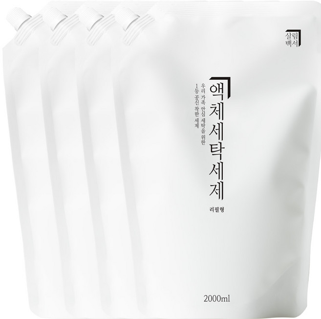 살림백서 드럼 일반겸용 액체세탁세제 리필, 2L, 4개