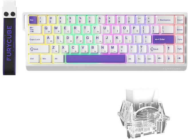 FURYCUBE M68HE 8k 래피드 트리거 자석축 게이밍키보드 ace 68 기계식 우팅 e-sports, 마그네틱축(자석축), M68 HE, 아르테미스 화이트