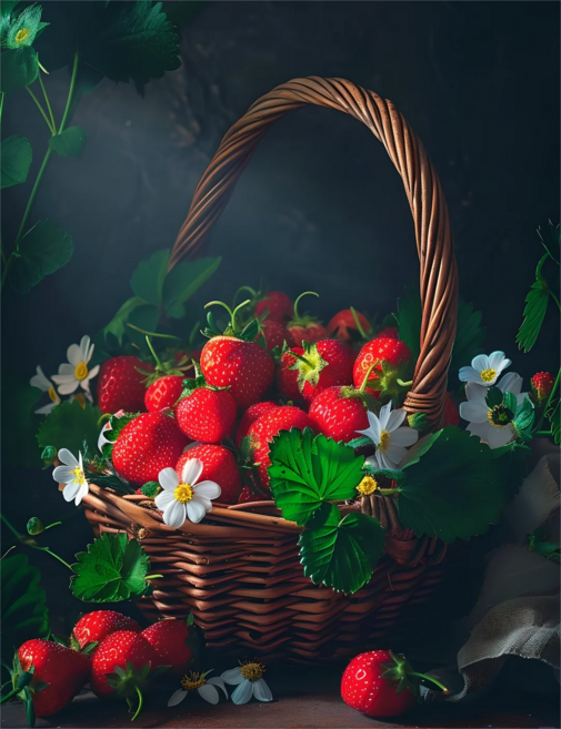 행운의 열매 딸기 목재 조각퍼즐 재물 풍부 가져다오는 과일 재물운에 좋은 풍수 컬렉션 그림퍼즐 300 500 700 1000피스, 바구니에 담긴 딸기 퍼즐도안03, 700조각(퍼즐유액없음), 1개