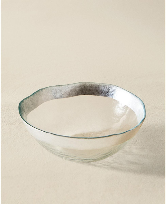 자라홈 브랜드관 실버 엠보싱 림 디자인 유리 볼 44202211808, 5 x 14 x 14 cm