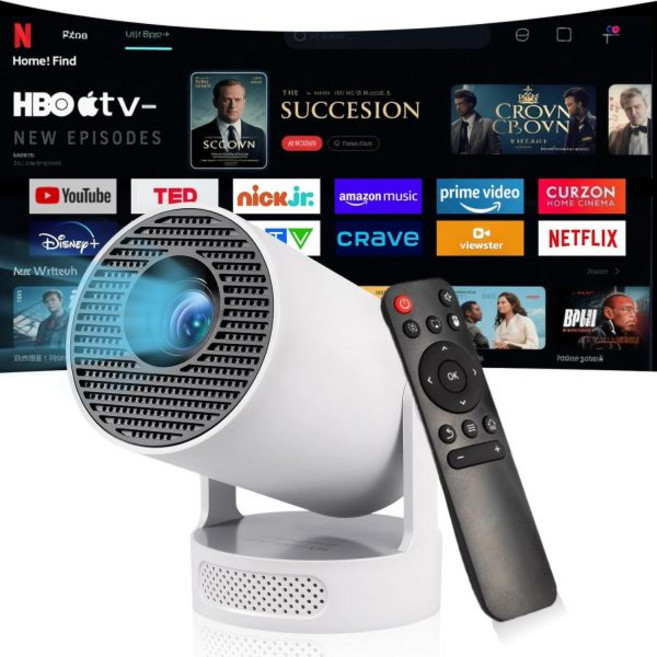 Astarama 빔프로젝터 가정 홈시네마 미니 프로젝터 WiFi 6 및 블루투스 5.4를 지원하는 HY300 울트라 포터블 4K 지원 5W 사운드베이스 스피커 Android 1, 미니 프로젝터, HY300Ultra 휴대용 프로젝터,