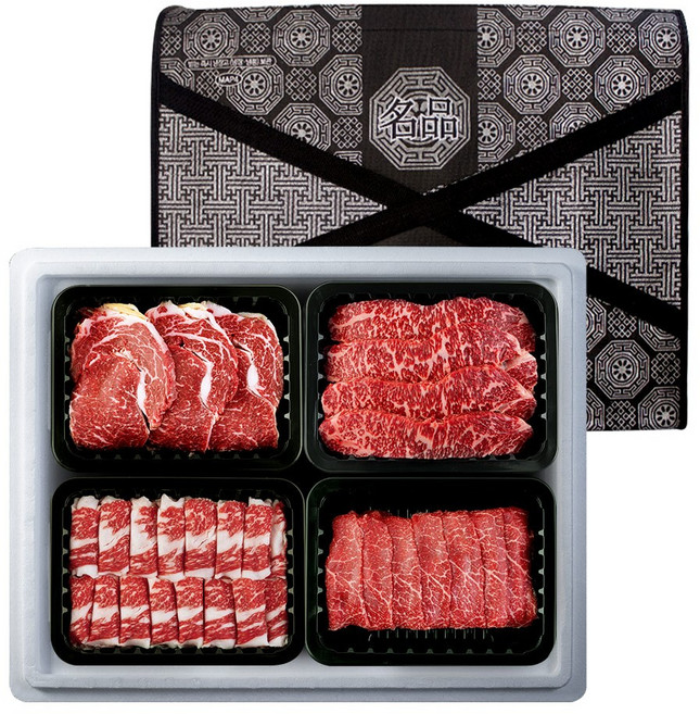 [농협안심한우] 프리미엄 1등급 한우 선물세트 (등심+채끝+차돌박이+실속구이) 1.2kg, 300g, 1