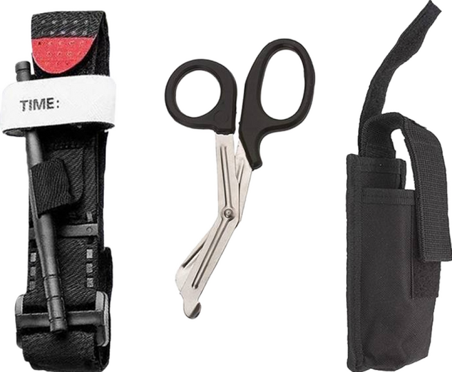 TRADER 軍規止血帶, 經典橡膠 止血帶+(銀)戰術剪刀+收納包, 1個