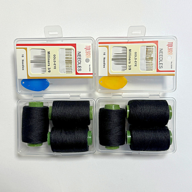 미소데이샵 휴대용 미니 반짇고리 바느질 단색 실 케이스 2p, 2세트, 검정색