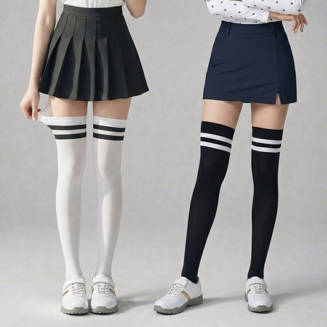 골프스타킹 여성 슬림 압박 UV차단 1+1 착시 투톤