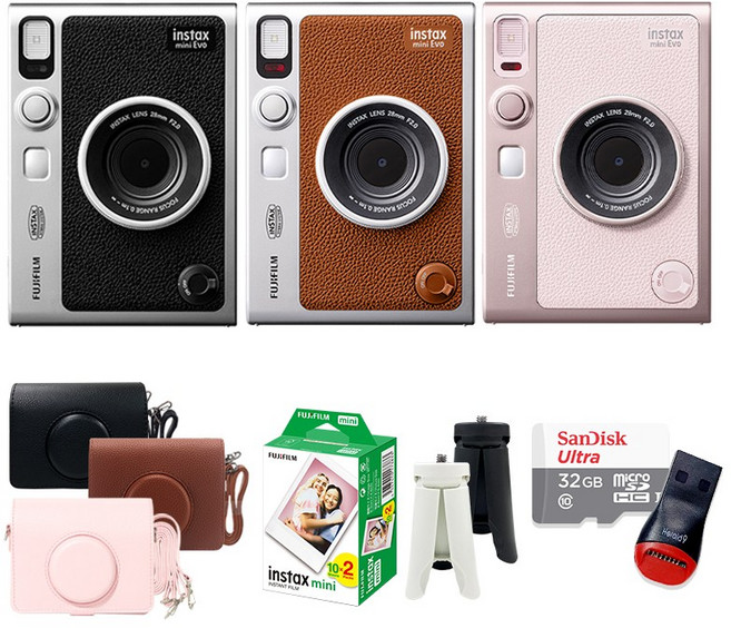 인스탁스 미니에보 evo 즉석카메라+필름 20장+전용가방(톤온톤)+선물세트, 1개, evo 브라운