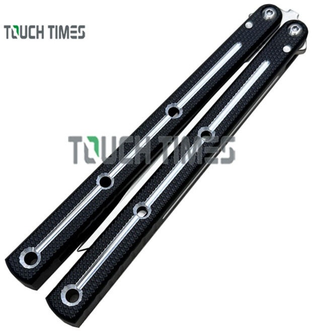 연습용 발리송 오징어 크라켄 클론 Baliplus V3 발리송 플리퍼 나비 트레이너 나이프 채널 알루미늄 핸들, 08 Black Bowie, 1개