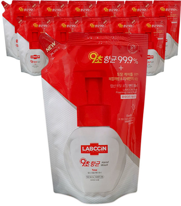 애경 랩신V3 토탈 포밍 핸드워시 리필, 200ml, 12개