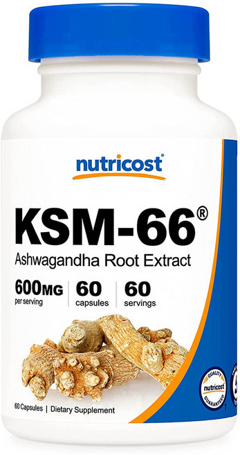 뉴트리코스트 KSM-66 아슈와간다 뿌리 추출물 600mg 캡슐, 60정, 1개