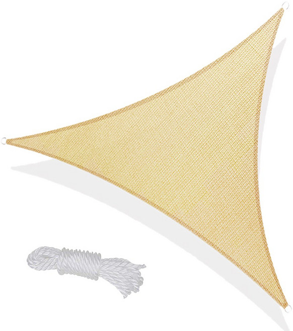 삼각 메시형 그늘막 썬쉐이드 천막 차광막, 6x6x6, 베이지
