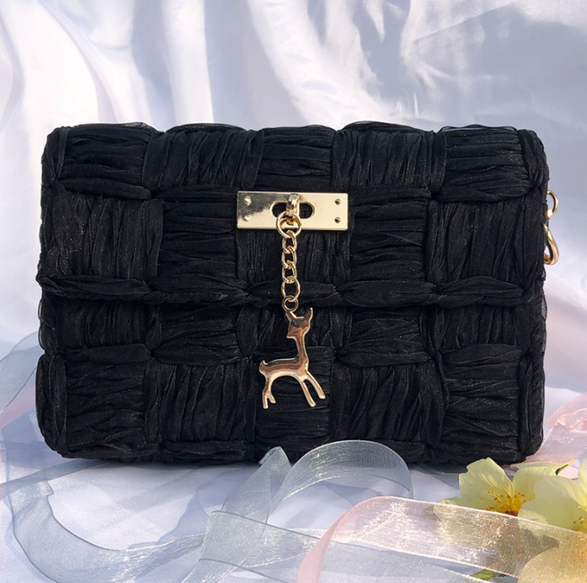 마오르 DIY가방 만들기 망스티치 가방 망뜨개 손뜨개 키트, 리본심플 블랙, 1개