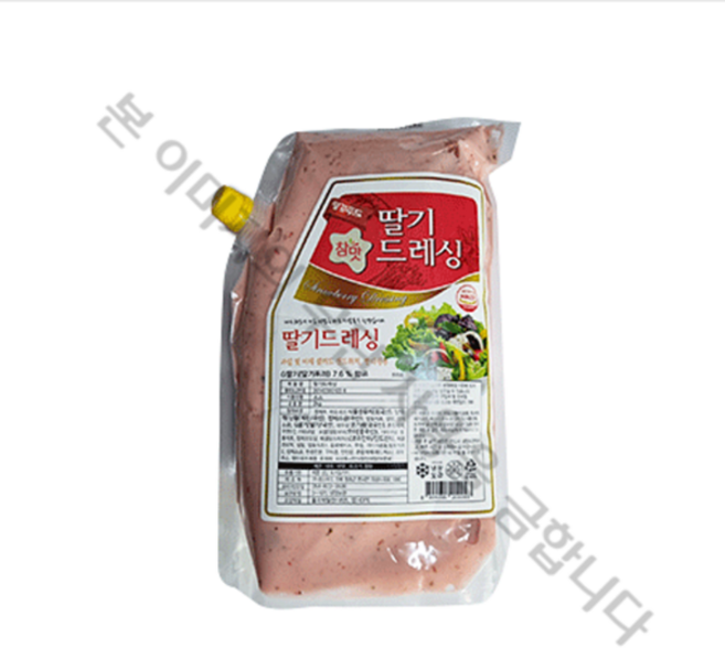 평강푸드 참맛 딸기드레싱 2kg 샐러드드레싱 샐러드소스 파우치팩드레싱 대용량드레싱, 1개