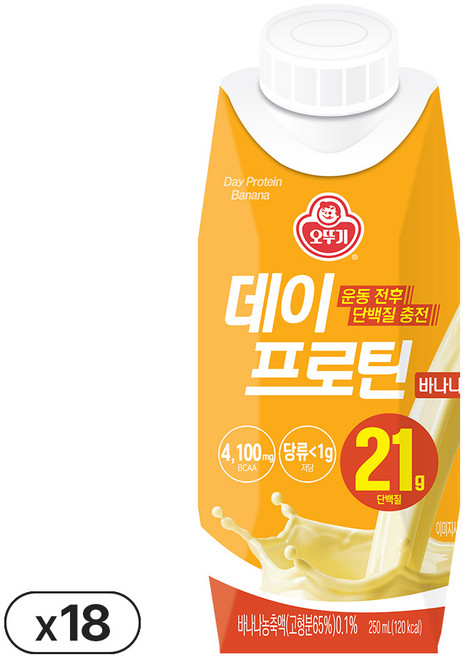 오뚜기 데이 프로틴 바나나, 18개, 250ml
