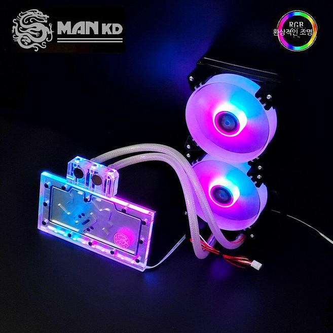 그래픽카드 수냉쿨러 일체형 2열 라디에이터 CPU 쿨링팬 쿨러 시스템 컴퓨터 냉각장치, 1개, 240 버전 2080 3060 3070 4060 680, 단일 모델