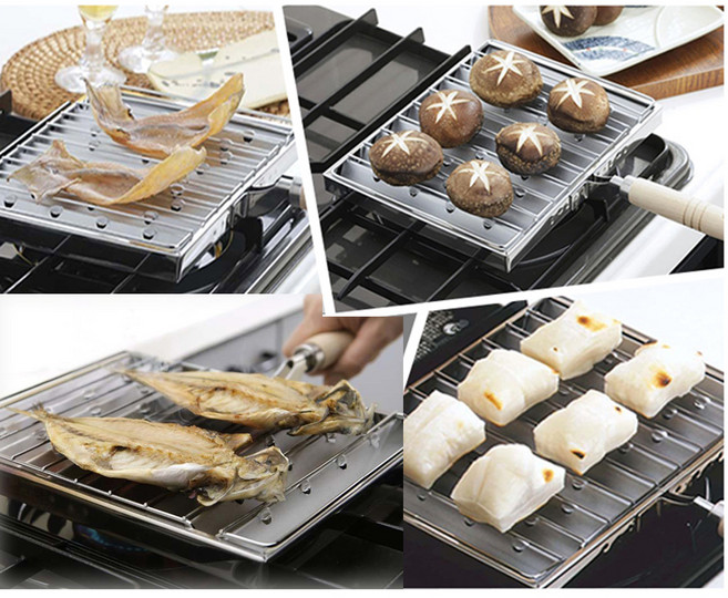 KANDA 일본칸다 다용도생선그릴 석쇠그릴 생선구이팬 직화구이 생선팬 일본구이그릴, 1개, 양수