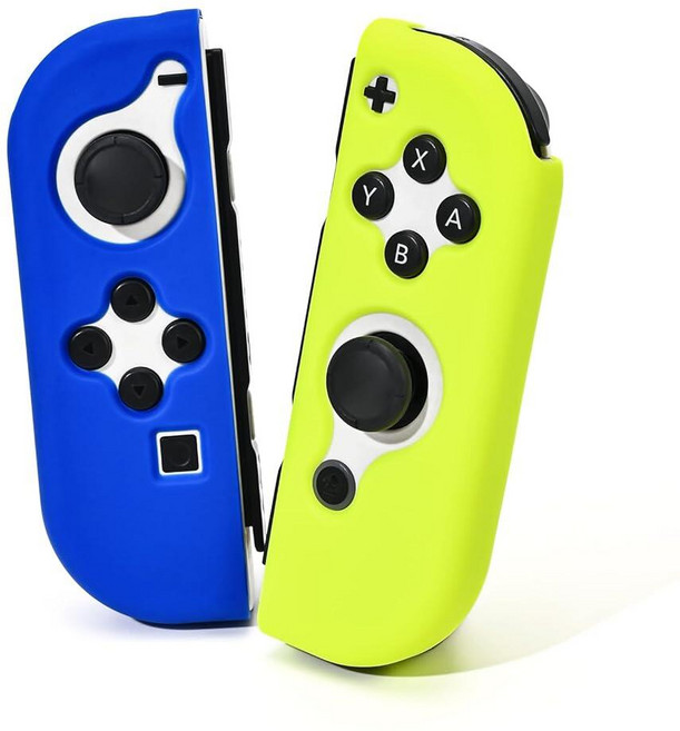 DLseego 스위치 조이 콘 컨트롤러용 보호 케이스 휴대용 소프트 실리콘 TPU 커버 교체 쉘 퓨어 컬러 케이스 및 OLED 모델 Joy CON 온s에 적합 - 그린 레드, 블루 옐로우