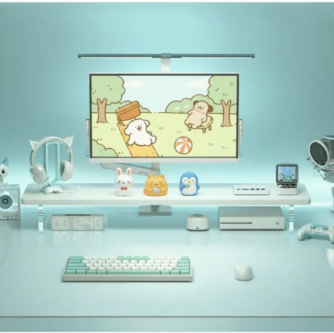 브랜드유 선반형 높이조절 아크릴 모니터 받침대, 흰색